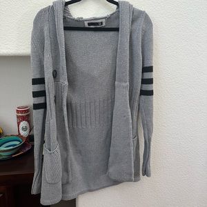 medium gray hooded cardigan